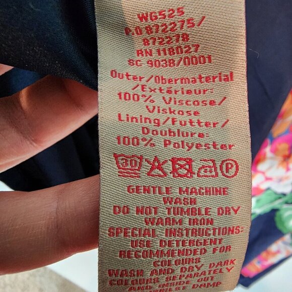 Boden Floral Circle Skirt Flowy Lightweight Lined Navy Blue Pink Flower Skirt 10 - Picture 7 of 10